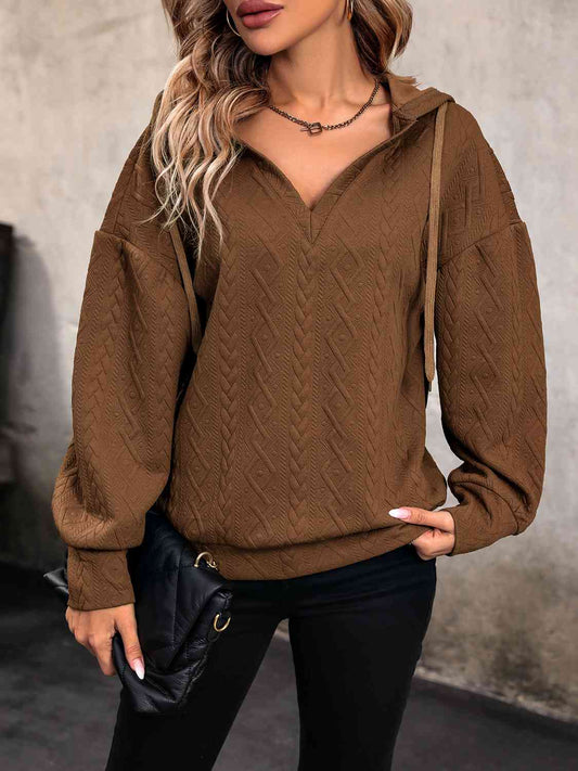 Drawstring Dropped Shoulder Long Sleeve Hoodie