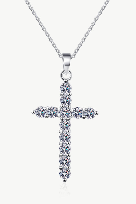 Moissanite Cross Pendant Chain Necklace