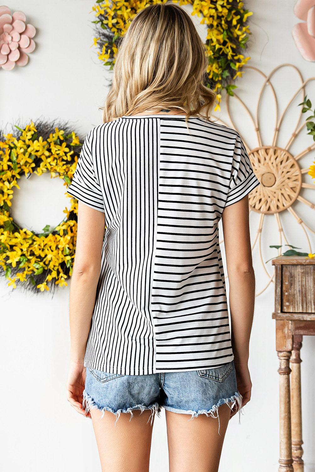 Striped Round Neck Short Sleeve Tee