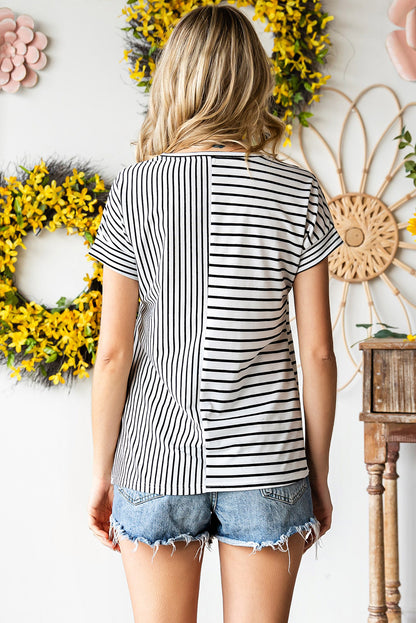 Striped Round Neck Short Sleeve Tee