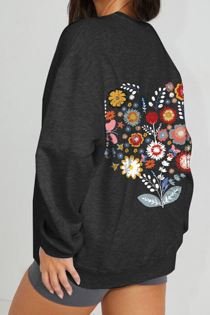 Simply Love Full Size Flower Graphic Sweatshirt