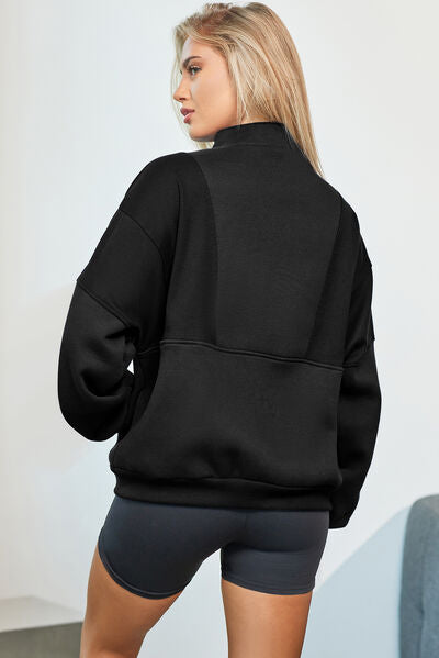 Half Zip Dropped Shoulder Sweatshirt