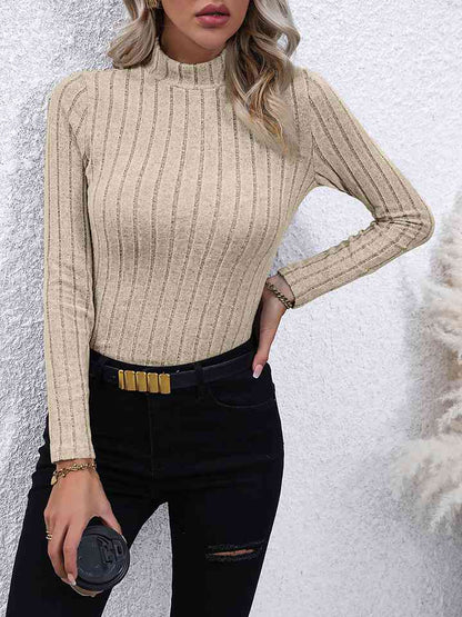 Mock Neck Long Sleeve Knit Top