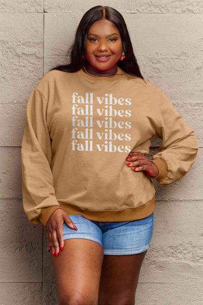 Simply Love Full Size FALL VIBES Graphic Sweatshirt