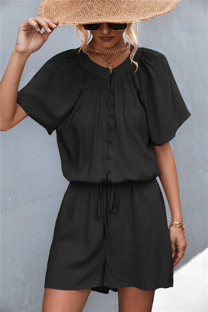 Buttoned Gather Detail Romper