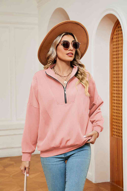 Half-Zip Dropped Shoulder Sweatshirt