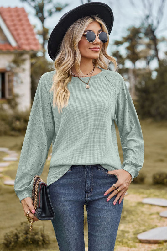 Round Neck Raglan Sleeve Sweatshirt