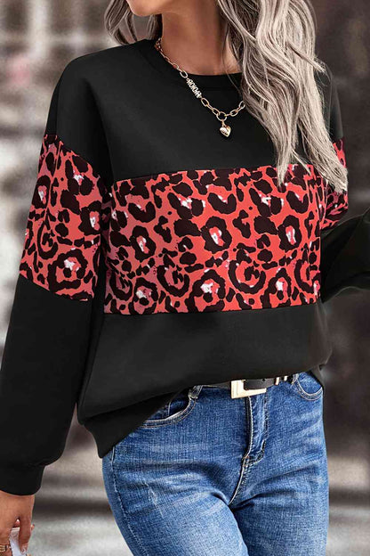 Leopard Dropped Shoulder Sweatshirt