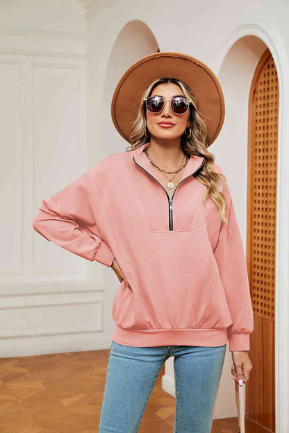 Half-Zip Dropped Shoulder Sweatshirt