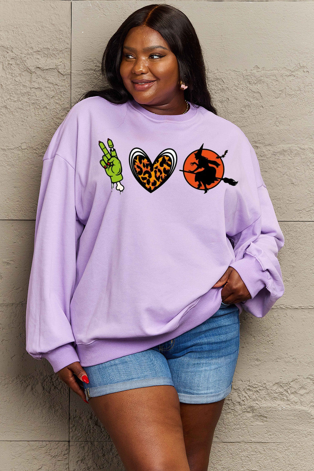 Simply Love Full Size Drop Shoulder Graphic Sweatshirt