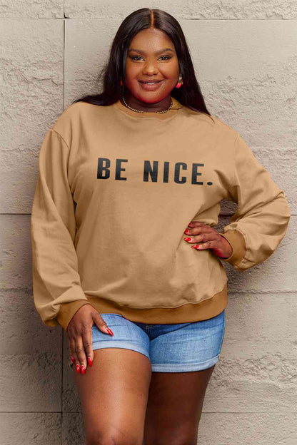 Simply Love Full Size BE NICE Graphic Sweatshirt