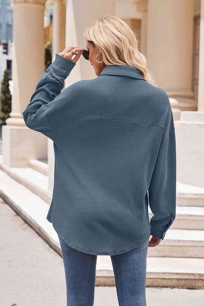 Collared Neck Dropped Shoulder Shirt