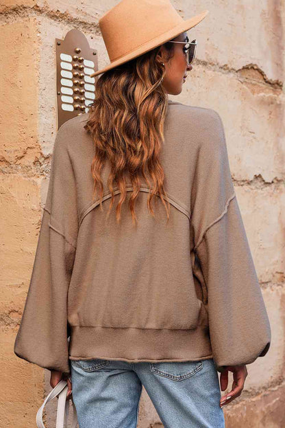 Round Neck Dropped Shoulder Sweater