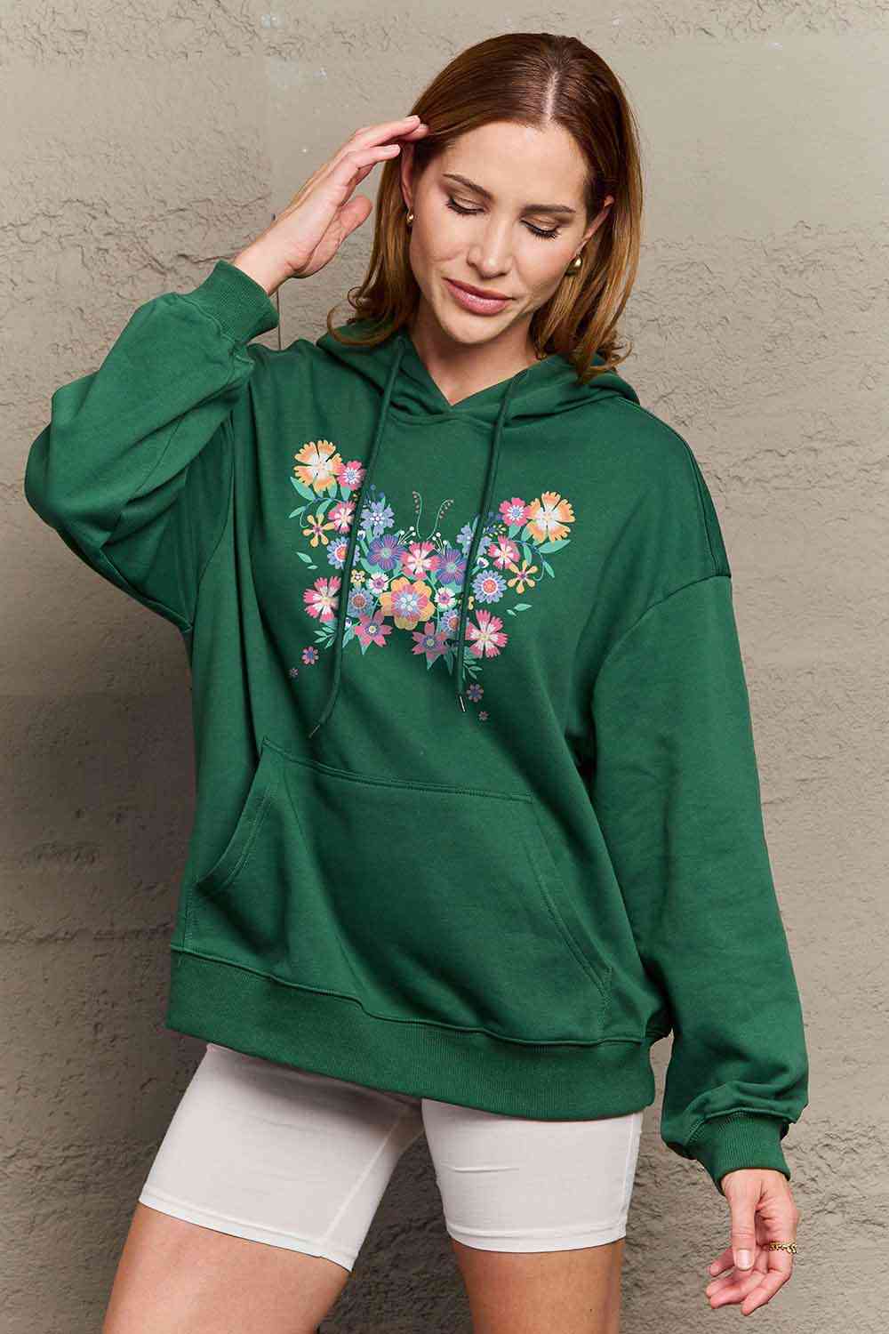 Simply Love Simply Love Full Size Floral Butterfly Graphic Hoodie