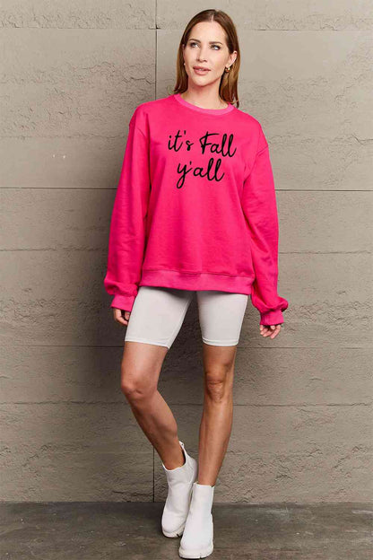 Simply Love Full Size IT'S FALL Y'ALL Graphic Sweatshirt