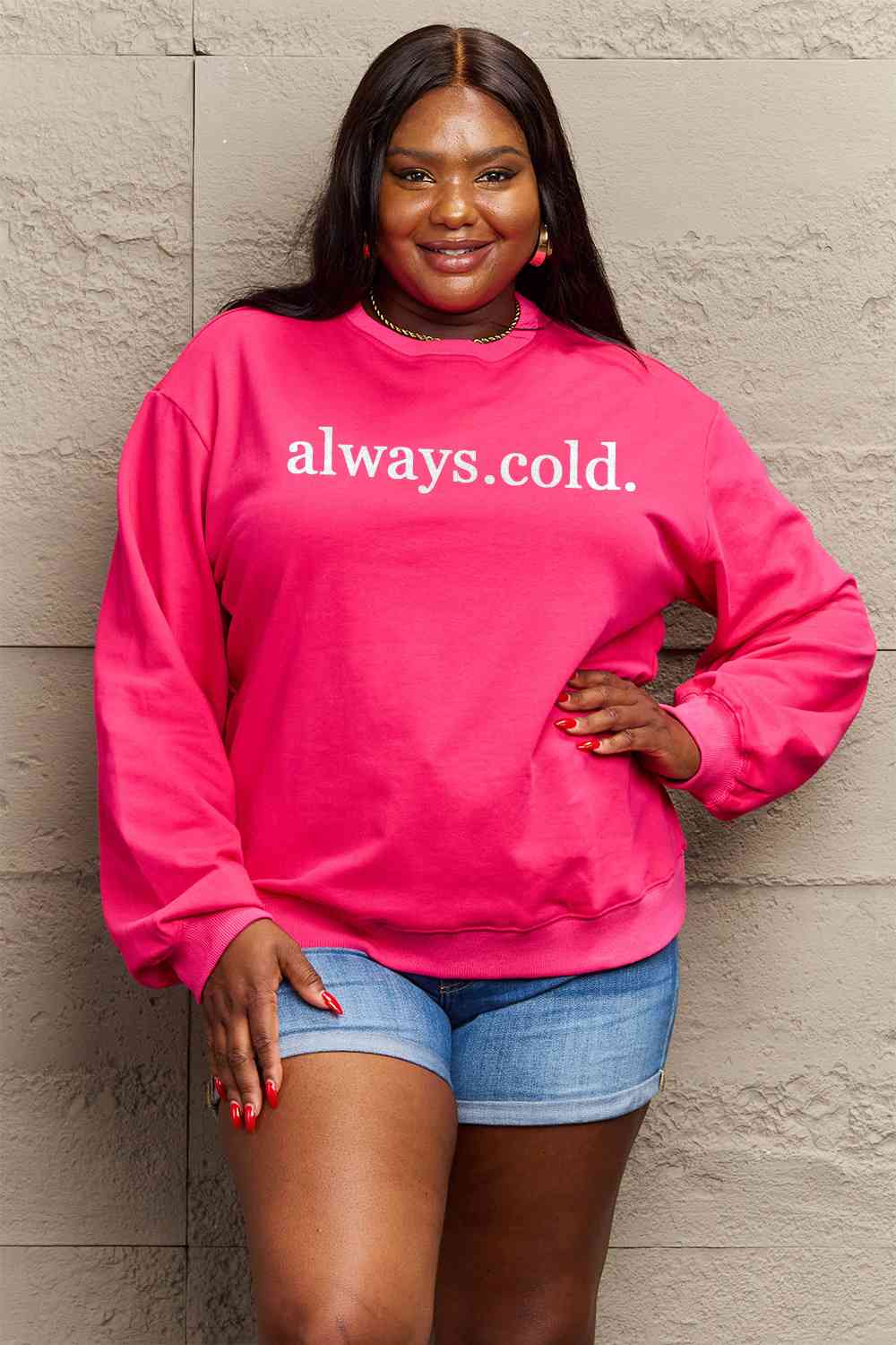 Simply Love Full Size ALWAYS.COLD. Graphic Sweatshirt