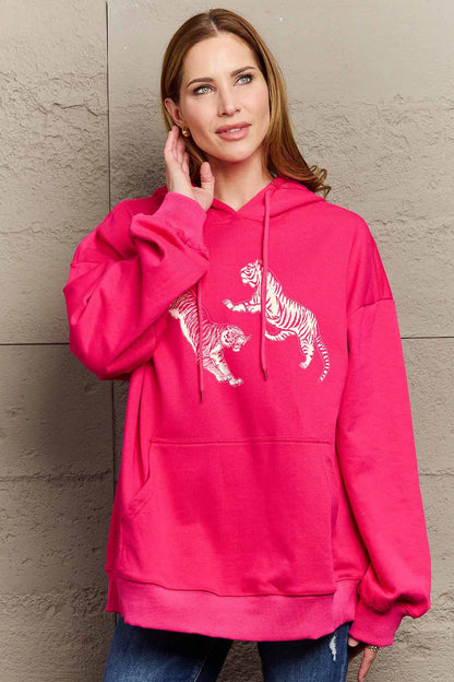 Simply Love Simply Love Full Size Dropped Shoulder Tiger Graphic Hoodie