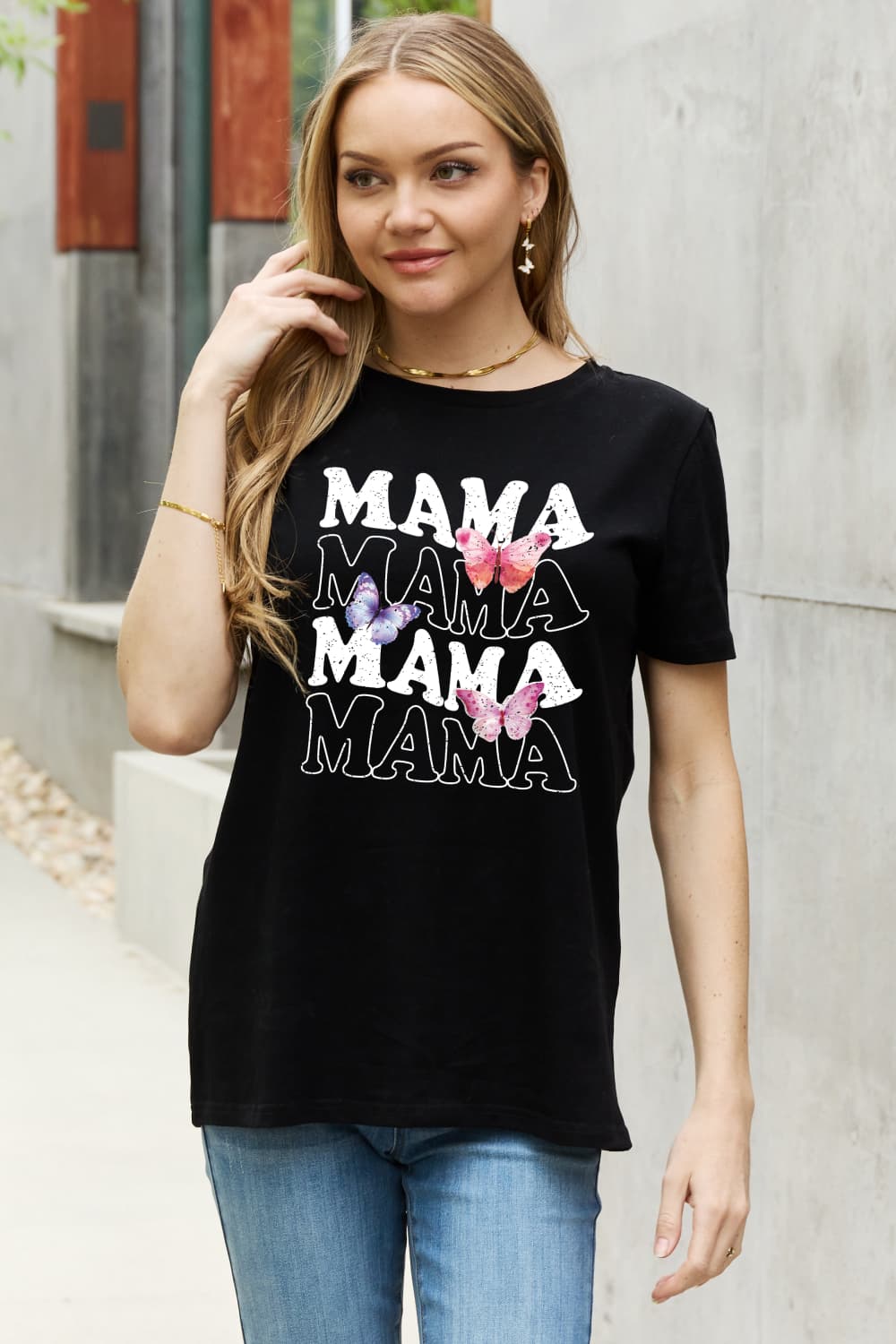 Simply Love MAMA Butterfly Graphic Cotton T-Shirt