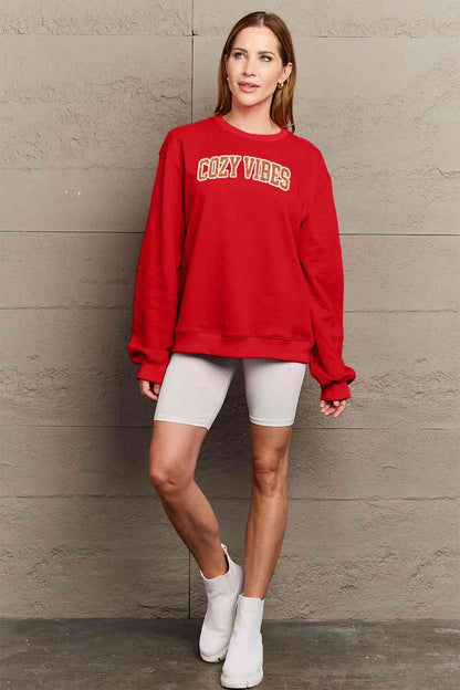 Simply Love Full Size COZY VIBES Graphic Sweatshirt