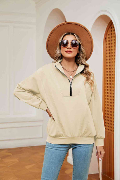 Half-Zip Dropped Shoulder Sweatshirt