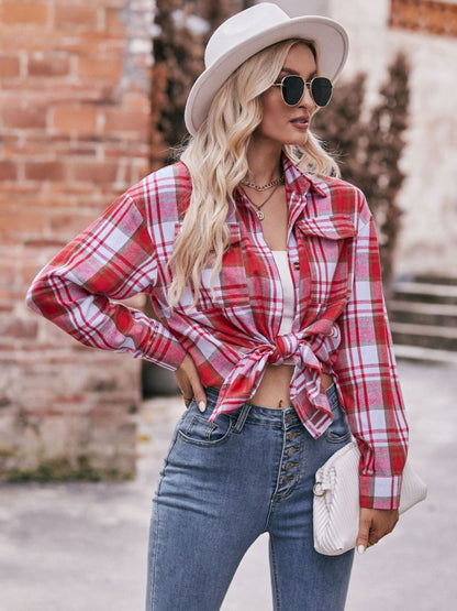 Plaid Dropped Shoulder Longline Shirt