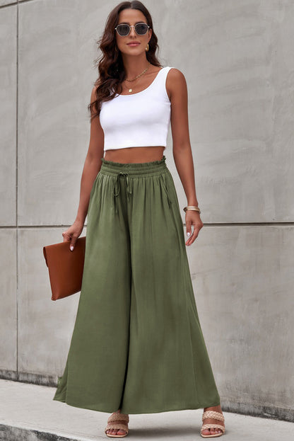 Drawstring Waist Wide Leg Pants