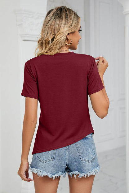 Ruched Hem Detail Crewneck Tee