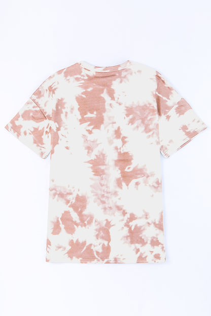 Tie-Dye Round Neck Short Sleeve Tunic Tee