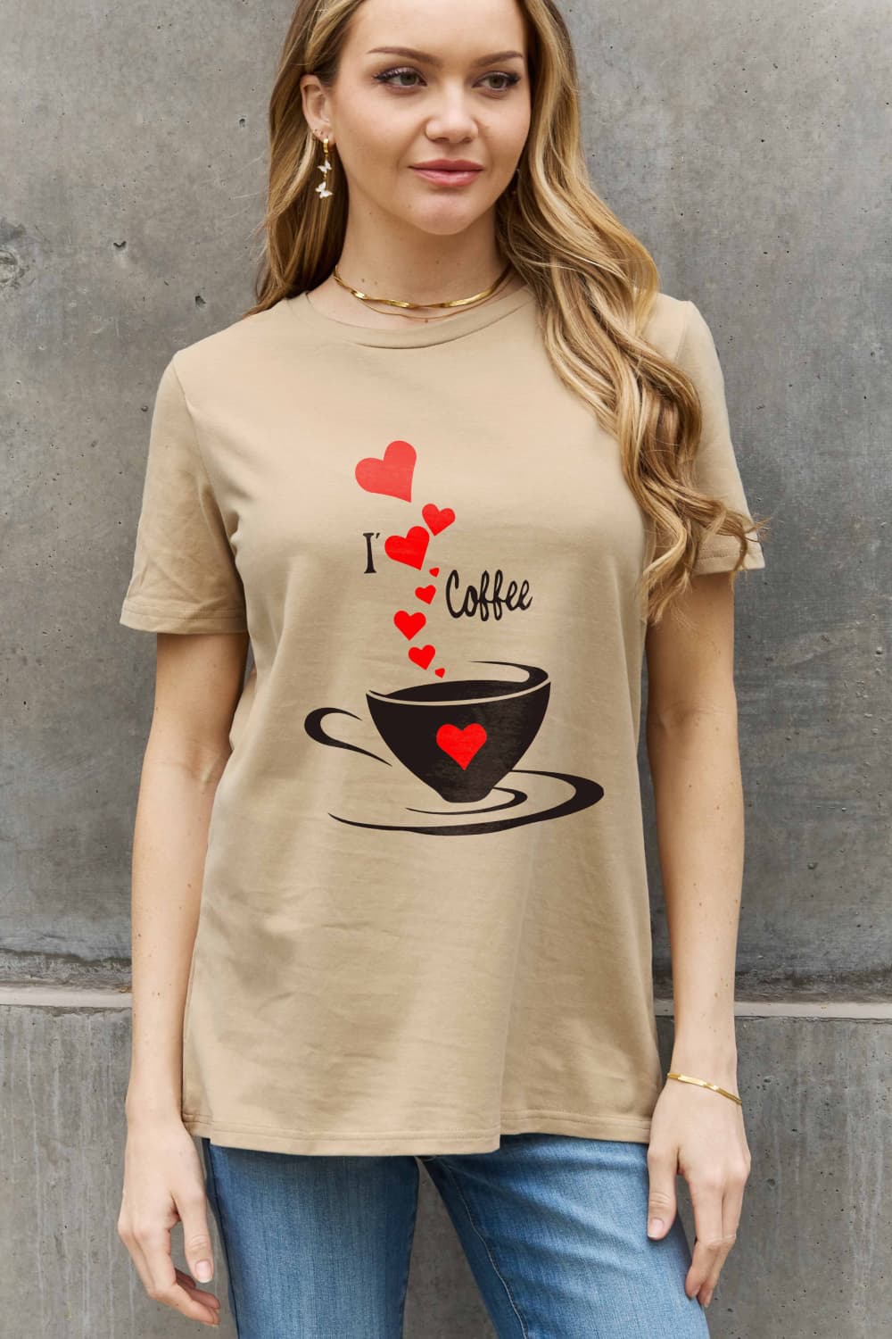 Simply Love Full Size I LOVE COFFEE Graphic Cotton Tee