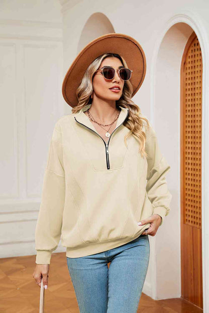 Half-Zip Dropped Shoulder Sweatshirt