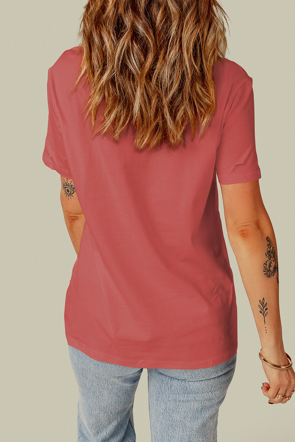 Distressed Round Neck Tee