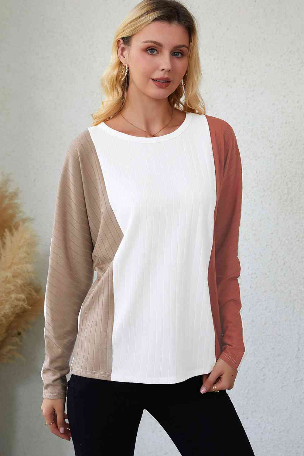 Color Block Long Sleeve T-Shirt