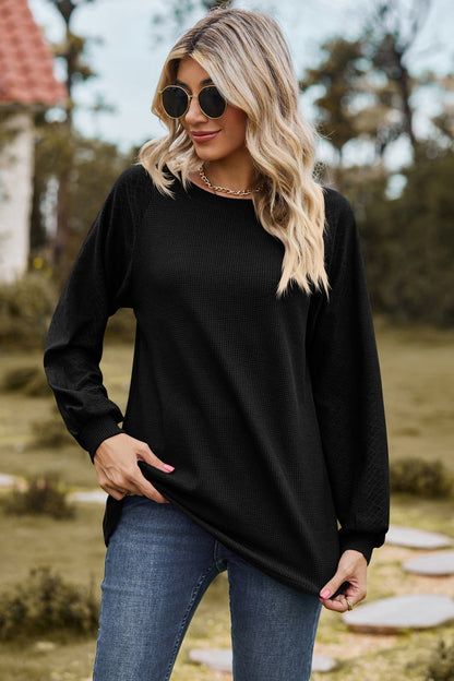 Round Neck Raglan Sleeve Sweatshirt