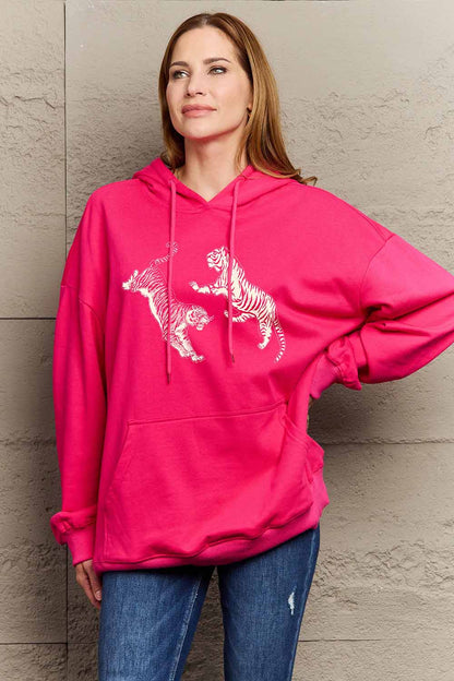 Simply Love Simply Love Full Size Dropped Shoulder Tiger Graphic Hoodie