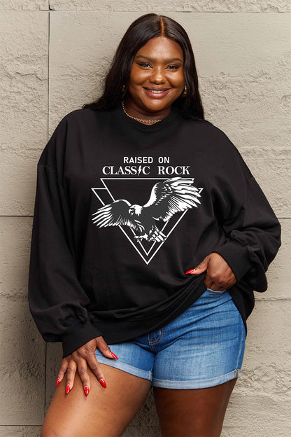 Simply Love Full Size Eagle Graphic Drop Shoulder Sweatshirt