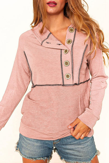 Buttoned Long Sleeve Hoodie