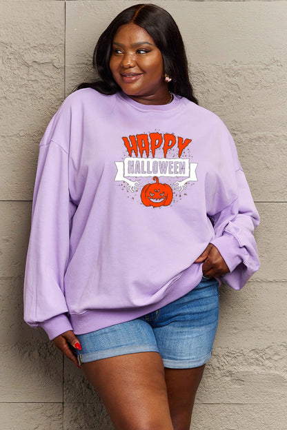 Simply Love Full Size HAPPY HALLOWEEN Graphic Sweatshirt