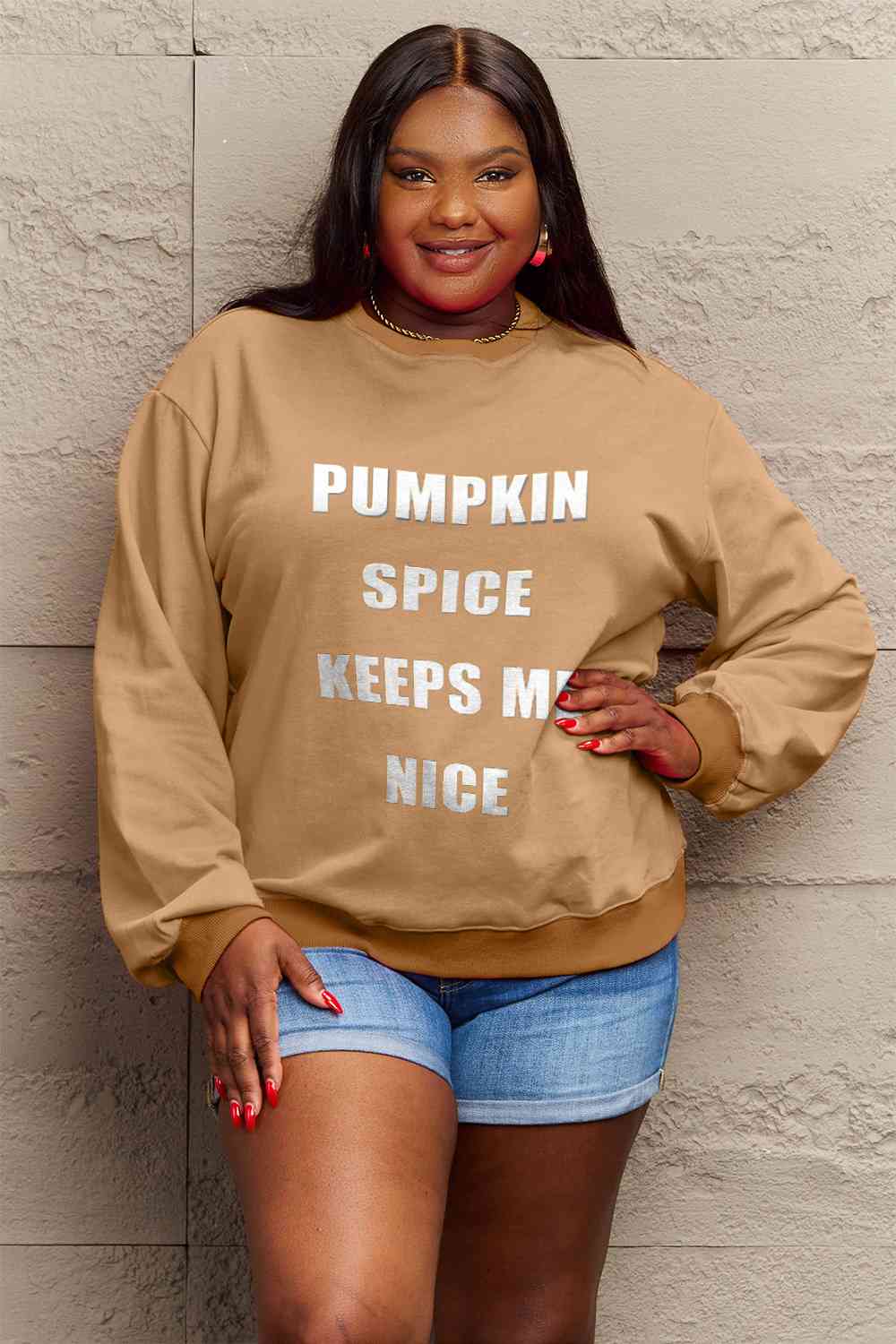 Simply Love Full Size Letter Graphic Sweatshirt