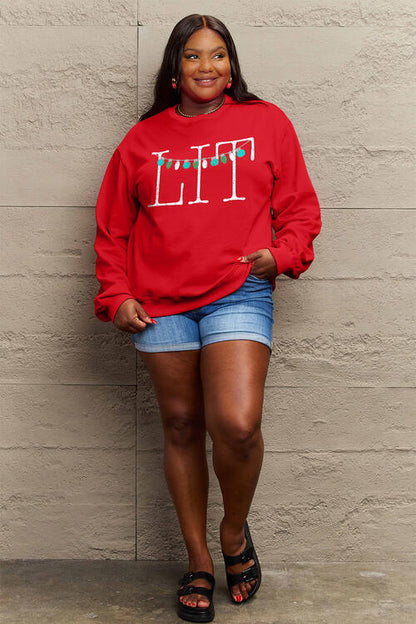 Simply Love Full Size LIT Long Sleeve Sweatshirt