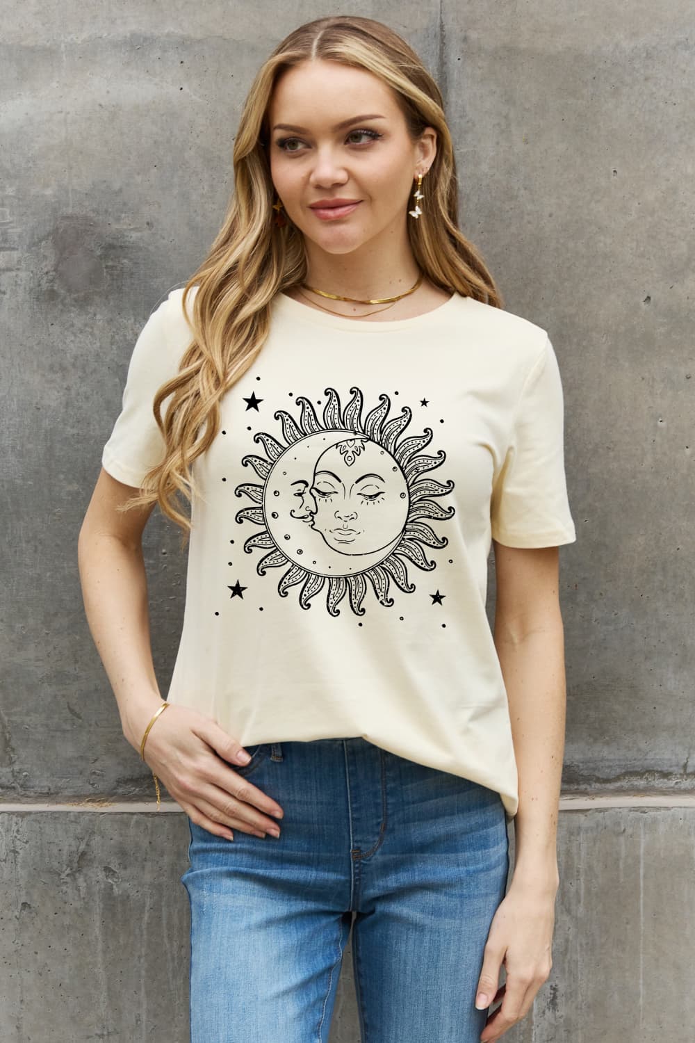 Simply Love Sun and Star Graphic Cotton Tee