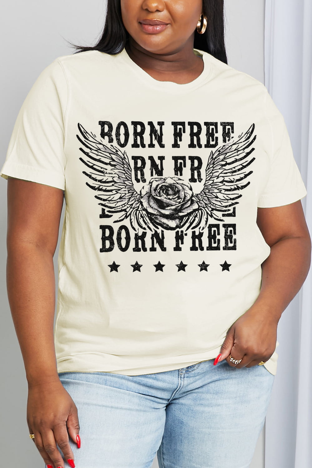 Simply Love Full Size BORN FREE Graphic Cotton Tee