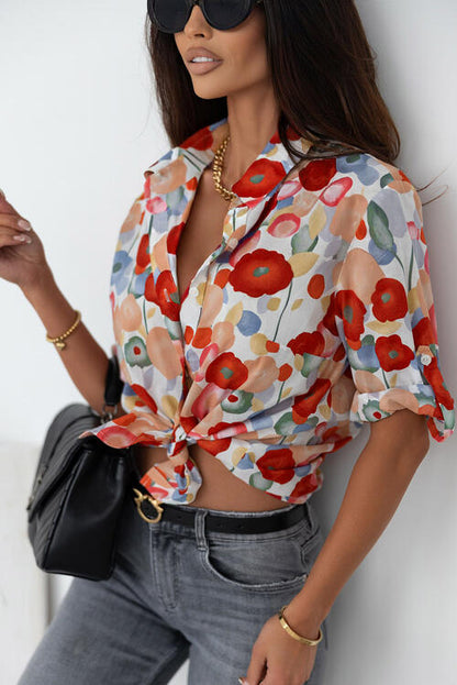 Floral Collared Neck Button Down Shirt