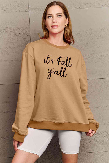 Simply Love Full Size IT'S FALL Y'ALL Graphic Sweatshirt