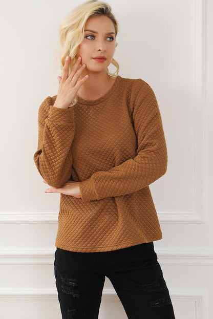 Texture Round Neck Long Sleeve Sweatshirt