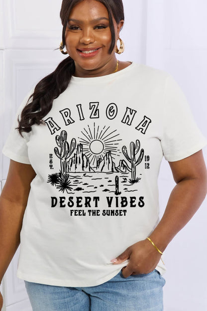 Simply Love Full Size ARIZONA DESERT VIBES FEEL THE SUNSET Graphic Cotton Tee