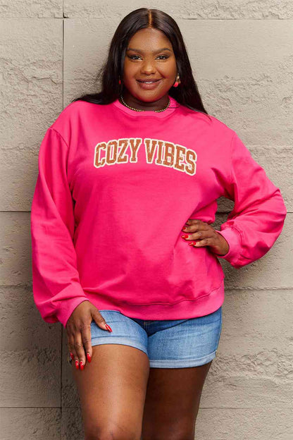 Simply Love Full Size COZY VIBES Graphic Sweatshirt