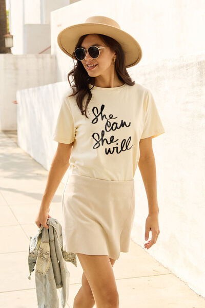 Simply Love Full Size SHE CAN SHE WILL Short Sleeve T-Shirt