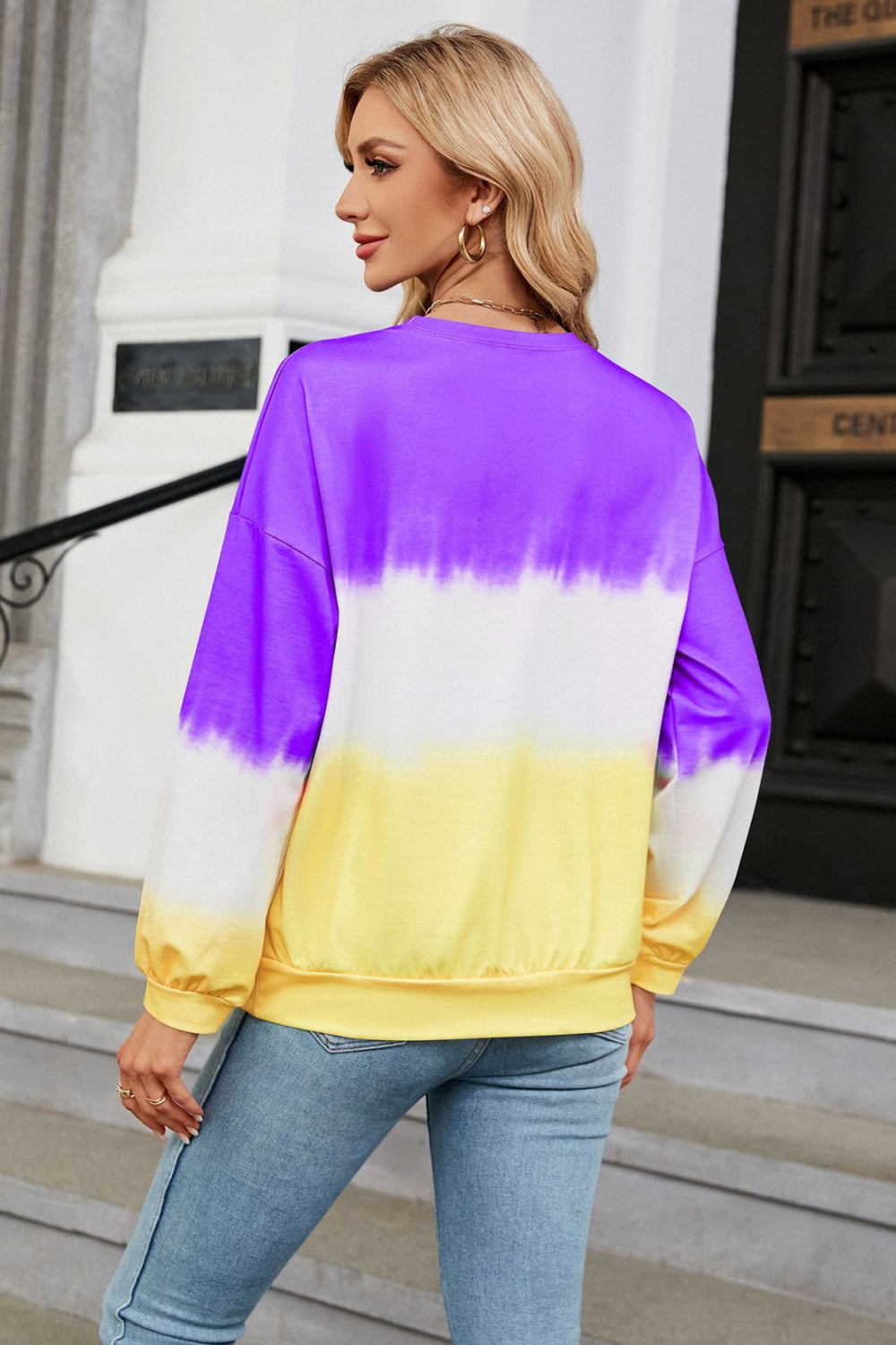 Gradient Round Neck Long Sleeve Sweatshirt